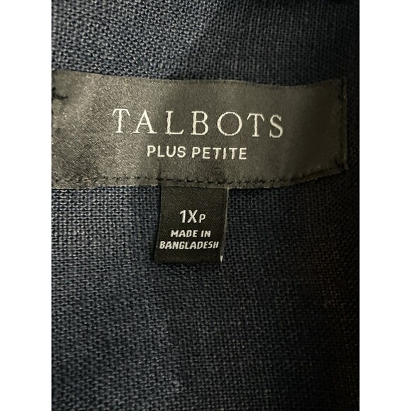 Talbots Plus Petite 1X  Blue Linen Jacket Lightweight Workwear Coastal - Picture 12 of 15